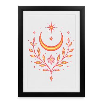 Lune de la Saint-Jean – Style d’été bohème - Affiche encadrée (27 × 37 cm) - noir - Devant