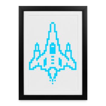 Arcade de jeux rétro pour vaisseaux spatiaux - Affiche encadrée (27 × 37 cm) - noir - Devant