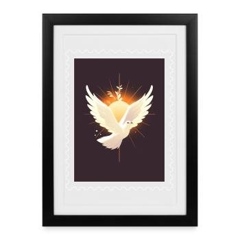 Timbre "Colombe de la paix" - Affiche encadrée (27 × 37 cm) - noir - Devant