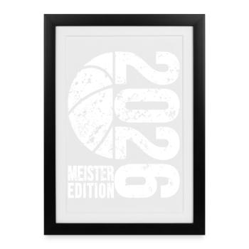 Basketball Meister Edition 2026 in weiß - Gerahmtes Poster (27 × 37 cm) - Schwarz - Vorne