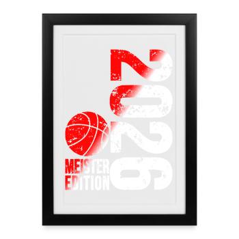Basketball Master Shirt 2026, red white - Framed poster (27 × 37 cm) - black - Front