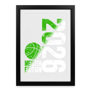 Basketball Champion Shirt 2026, green white - Framed poster (27 × 37 cm) - black - Front