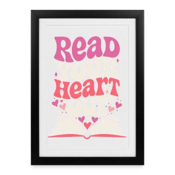 Lire Ton Cœur Libre Rétro - Affiche encadrée (27 × 37 cm) - noir - Devant