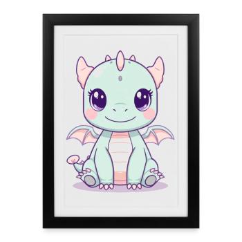 Mint dragon with wings - Framed poster (27 × 37 cm) - black - Front