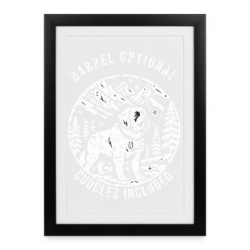 Bernhardiner Hund - Barrel Optional Cuddles Includ - Gerahmtes Poster (27 × 37 cm) - Schwarz - Vorne