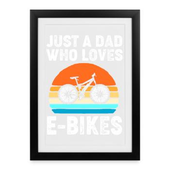 E-Bike EBike E Bike Papa Vatertag - Gerahmtes Poster (27 × 37 cm) - Schwarz - Vorne