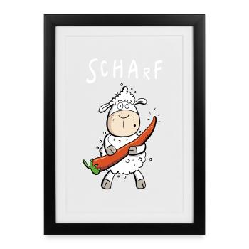 Pepperoni Sheep I Sharp comic pun - Framed poster (27 × 37 cm) - black - Front