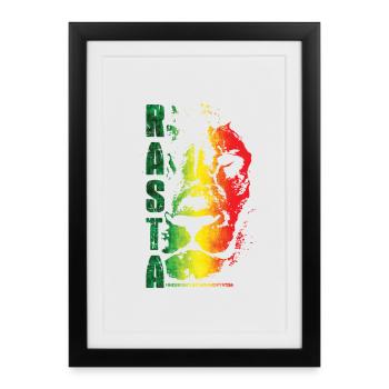 Style arc-en-ciel du lion rasta - Affiche encadrée (27 × 37 cm) - noir - Devant