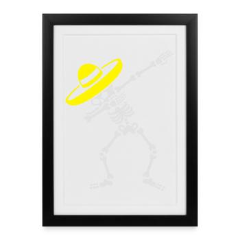Dab Dabbing skeleton Sombrero Mexico Cinco de Mayo - Affiche encadrée (27 × 37 cm) - noir - Devant