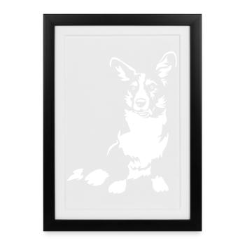 Welsh Corgi "Black Edition" - Affiche encadrée (27 × 37 cm) - noir - Devant