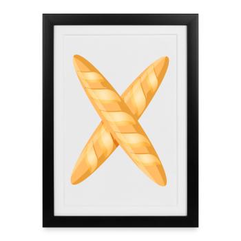 Freshly baked golden brown baguettes covered over - Framed poster (27 × 37 cm) - black - Front