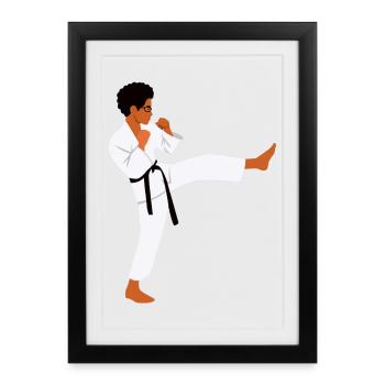 Motif d’arts martiaux dans une ligne minimaliste - Affiche encadrée (27 × 37 cm) - noir - Devant