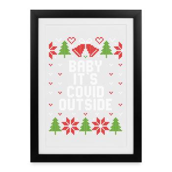 Ugly Christmas Baby, c'est Covid dehors - Affiche encadrée (27 × 37 cm) - noir - Devant