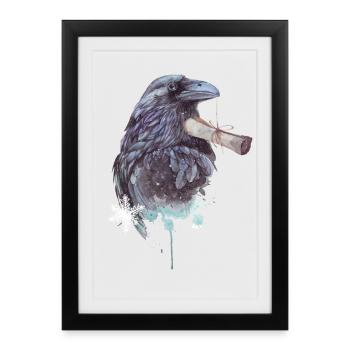 Letter Raven Witch Bird Mystic Design - Framed poster (27 × 37 cm) - black - Front