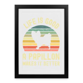 Dog Papillon - Framed poster (27 × 37 cm) - black - Front