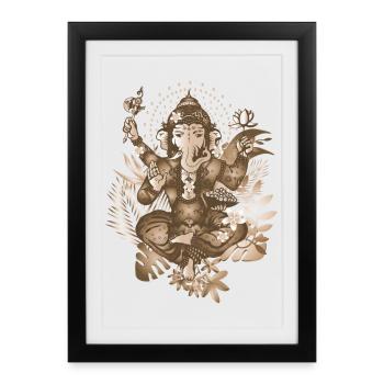 Ganesha un dieu à tête d’éléphant de style sépia - Affiche encadrée (27 × 37 cm) - noir - Devant