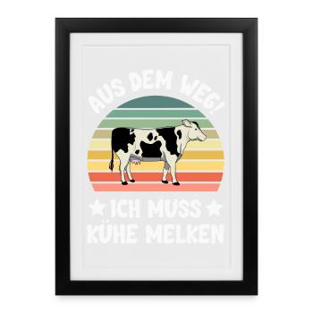 Kuh Kühe - Gerahmtes Poster (27 × 37 cm) - Schwarz - Vorne