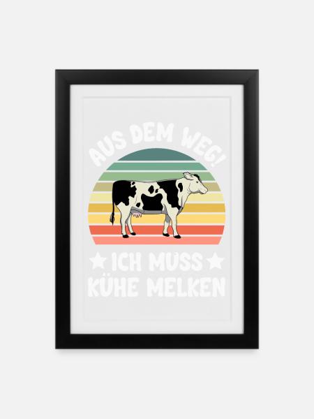 Kuh Kühe - Gerahmtes Poster (27 × 37 cm) - Schwarz