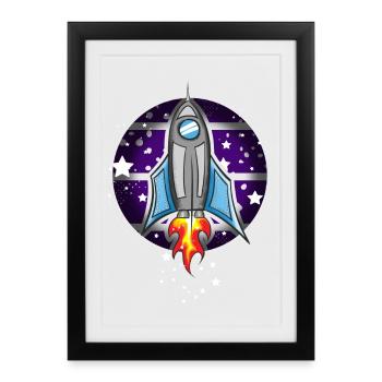 Fusée - Affiche encadrée (27 × 37 cm) - noir - Devant