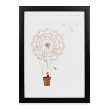 Ballon de pissenlit fantaisiste - Affiche encadrée (27 × 37 cm) - noir - Devant