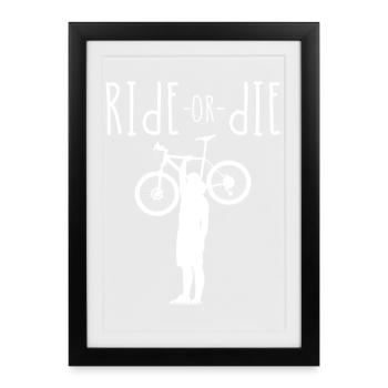 Silhouette de vélo Ride Or Die - Affiche encadrée (27 × 37 cm) - noir - Devant