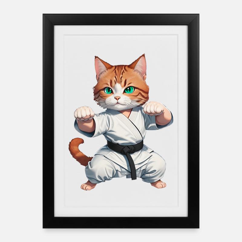 Karate Cat - Kung-Fu Cat - Framed poster (27 × 37 cm) - black