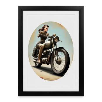 Mariée moto - Affiche encadrée (27 × 37 cm) - noir - Devant