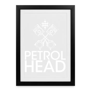petrol head piston icon illustration racing car - Framed poster (27 × 37 cm) - black - Front