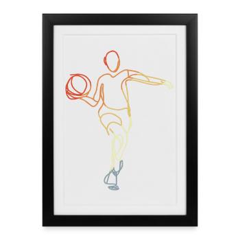 Joueur de basket-ball Vintage - Affiche encadrée (27 × 37 cm) - noir - Devant