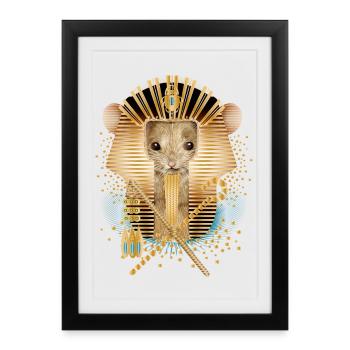 Souris avec masque de pharaon égyptien - Affiche encadrée (27 × 37 cm) - noir - Devant