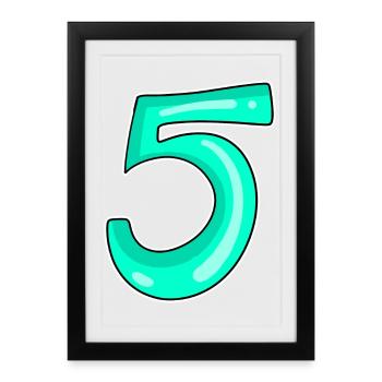 5 Number Number Motif - Framed poster (27 × 37 cm) - black - Front