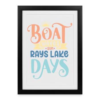 Boat Waves Sun Rays Lake Days - Framed poster (27 × 37 cm) - black - Front