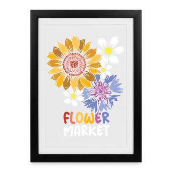 Marché aux fleurs Fleurs Collage couleurs colorées icône - Affiche encadrée (27 × 37 cm) - noir - Devant