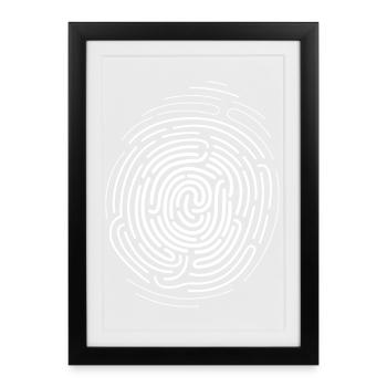 Empreinte digitale ADN pouce icône logo image - Affiche encadrée (27 × 37 cm) - noir - Devant