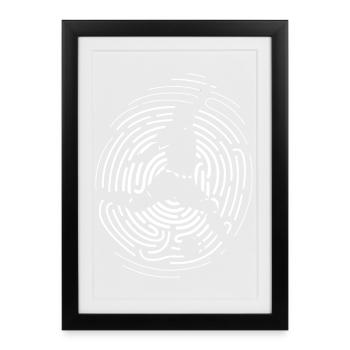 empreinte digitale football ADN icône icône jeu - Affiche encadrée (27 × 37 cm) - noir - Devant