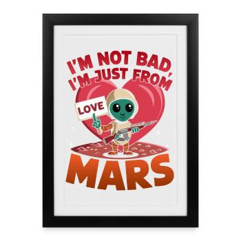 Martian Love Alien Cartoon Design - Affiche encadrée (27 × 37 cm) - noir - Devant