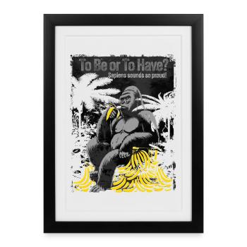 Primal Ape with Banana Pile - Framed poster (27 × 37 cm) - black - Front