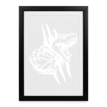 Roaring Raptor Basketball - Framed poster (27 × 37 cm) - black - Front