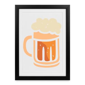 Beer Mug with Foam – Funny Cartoon Design - Framed poster (27 × 37 cm) - black - Front