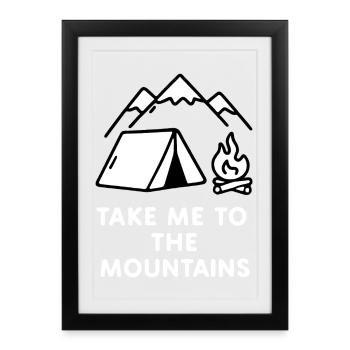 Soirée feu de camping en montagne - Affiche encadrée (27 × 37 cm) - noir - Devant
