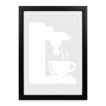 Illustration de café de contour de machine à expresso - Affiche encadrée (27 × 37 cm) - noir - Devant