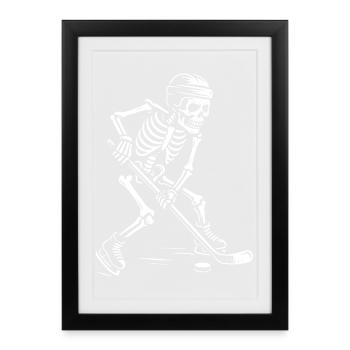 Skeleton Hockey Spirit - Affiche encadrée (27 × 37 cm) - noir - Devant