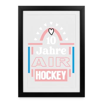 Air Hockey Anniversary 10 Years Air Hockey Player - Framed poster (27 × 37 cm) - black - Front