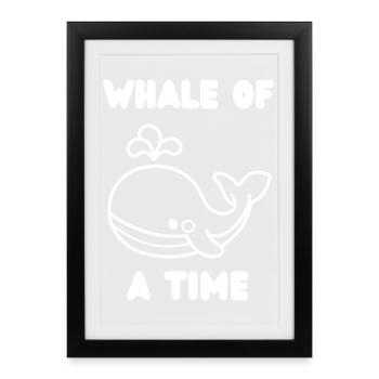 Baleine drôle Whale of a Time humour - Affiche encadrée (27 × 37 cm) - noir - Devant