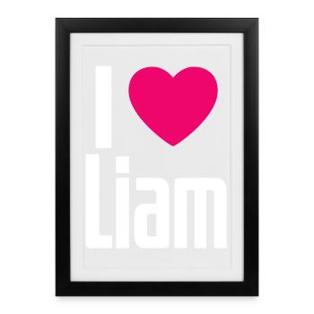 I Love Liam Pink Heart I Love Liam - Framed poster (27 × 37 cm) - black - Front