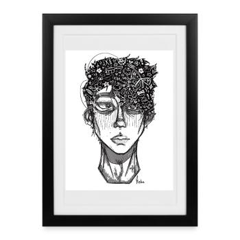 Doodle The Face - Framed poster (27 × 37 cm) - black - Front