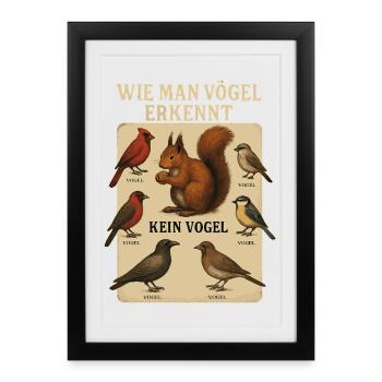 Recognizing Birds Funny Bird Watching Ornithologi - Framed poster (27 × 37 cm) - black - Front