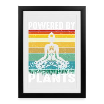 Vegan Yoga Retro Design – Powered by Plants - Framed poster (27 × 37 cm) - black - Front