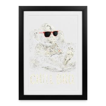 Chill Bro Cooler Affe Sonnenbrille Gamer Geschenki - Gerahmtes Poster (27 × 37 cm) - Schwarz - Vorne