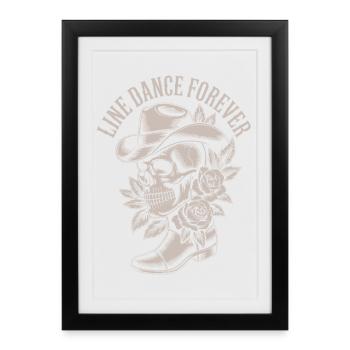 Crâne de danse en ligne avec des rosiers à chapeau - Affiche encadrée (27 × 37 cm) - noir - Devant